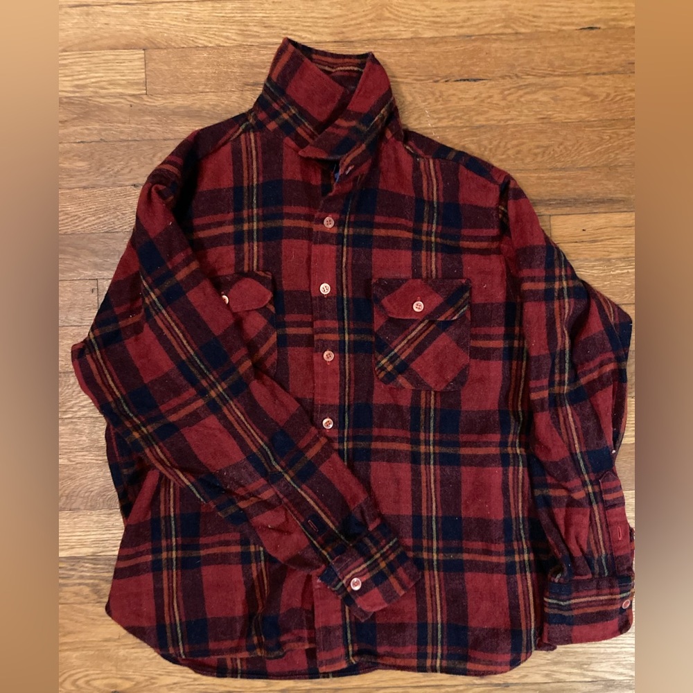 Vintage Red Flannel Wool Blend. M-L